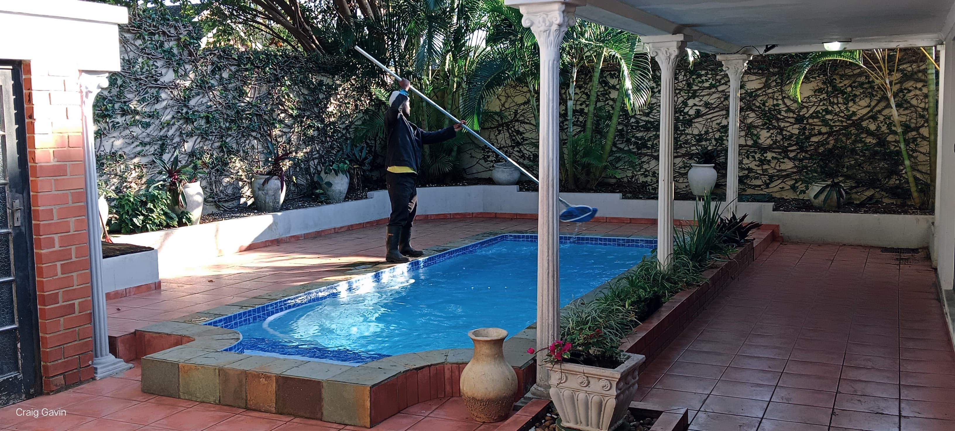 Pool maintenance in progress